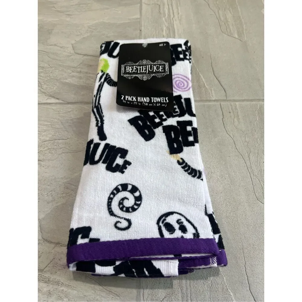 Beetle Juice 2 Pack Hand Towels NEW 15” X 25”